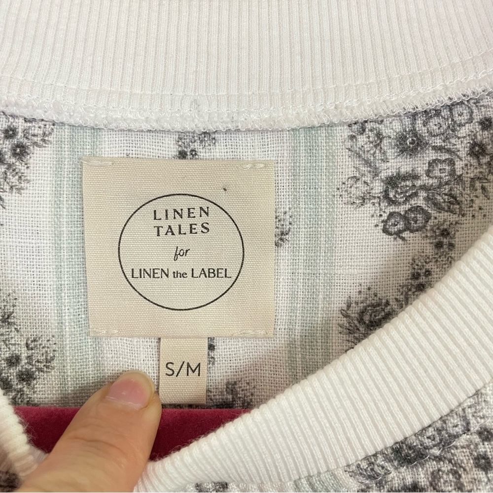 Linen Tales for Linen The Label Floral Tie-Hem Long Sleeve Top Size S/M - Picture 3 of 10